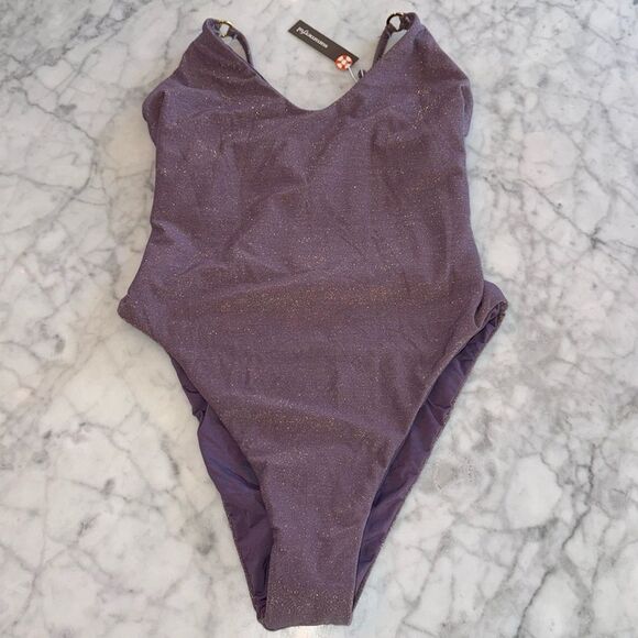 SUMMERFUL ONE PIECE PURPLE & GOLD SWIMSUIT L - Picture 1 of 7